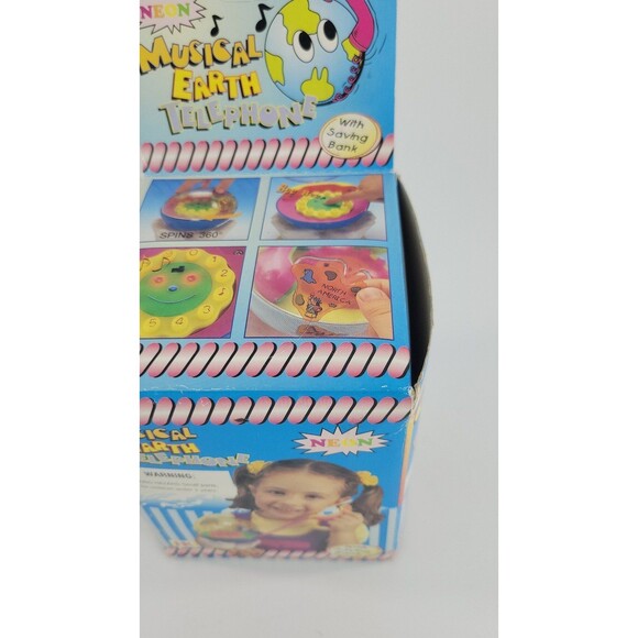 Neon Musical Earth Telephone with Saving Bank Vintage Retro Kids Toy w/ Box - Picture 9 of 12